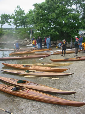 home made kayaks on the beach in Groton